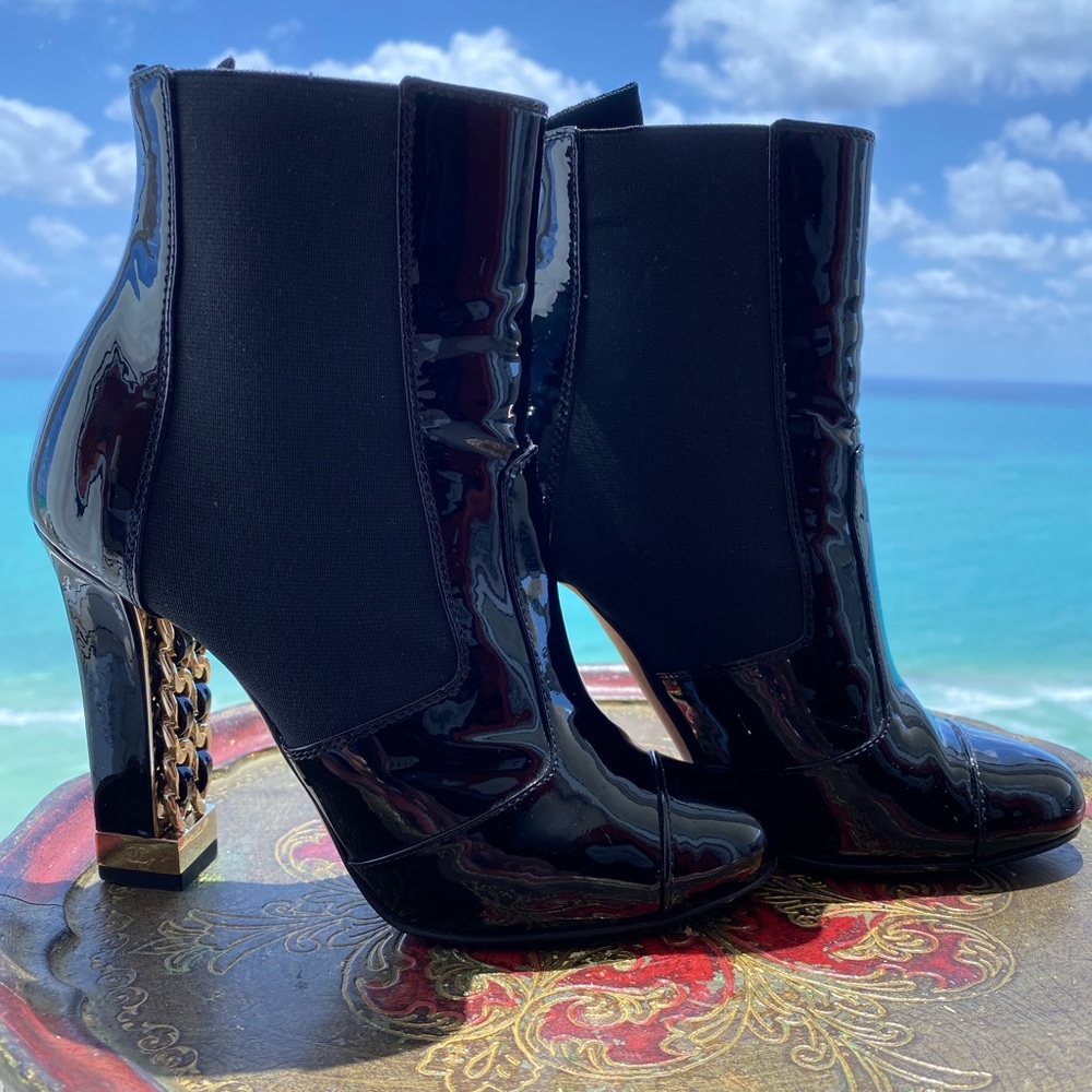 CHANEL Black Ankle Boots Size EU 35 (US 5.5) w/Box, 2 Dust bags & Receipt